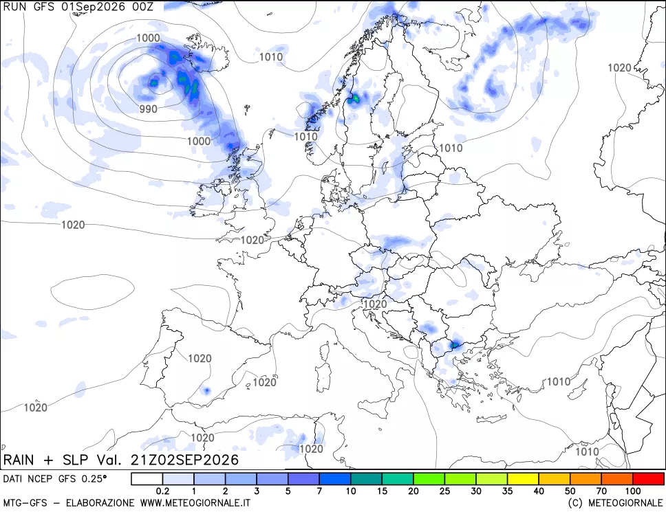 mappa Precipitazioni e pressione SLM