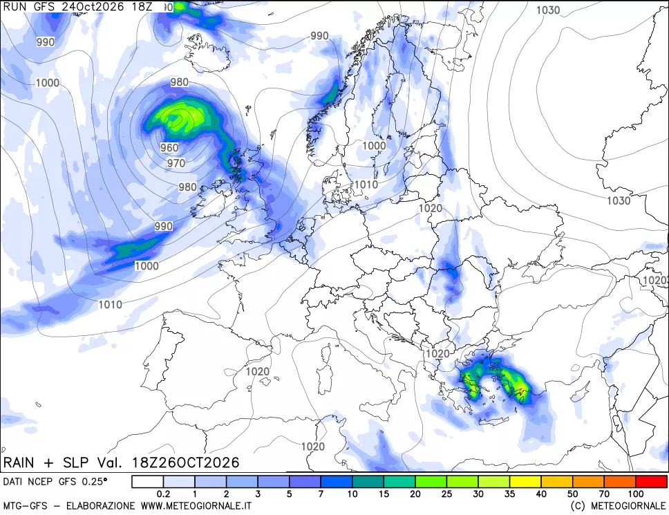 mappa Precipitazioni e pressione SLM