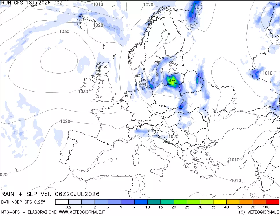 mappa Precipitazioni e pressione SLM