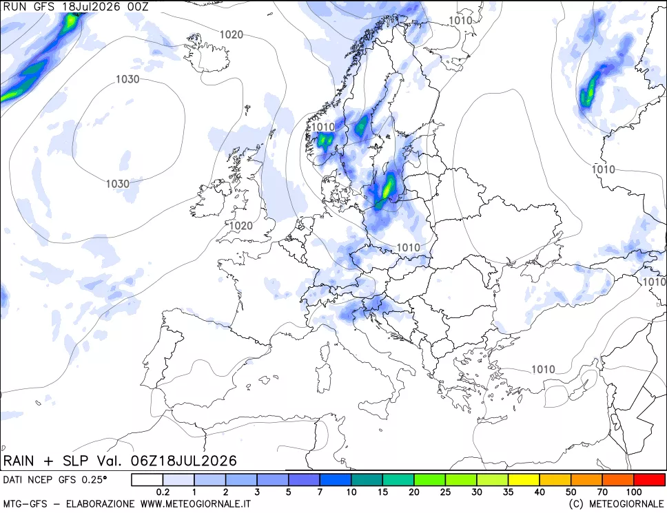 mappa Precipitazioni e pressione SLM