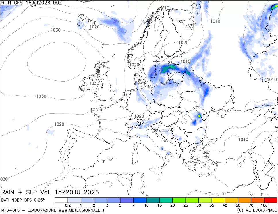 mappa Precipitazioni e pressione SLM