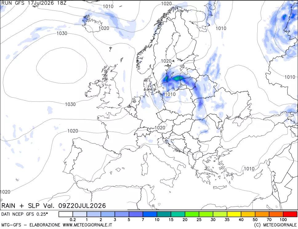 mappa Precipitazioni e pressione SLM