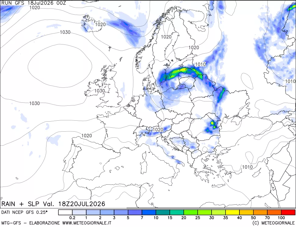 mappa Precipitazioni e pressione SLM