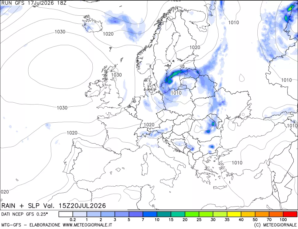 mappa Precipitazioni e pressione SLM