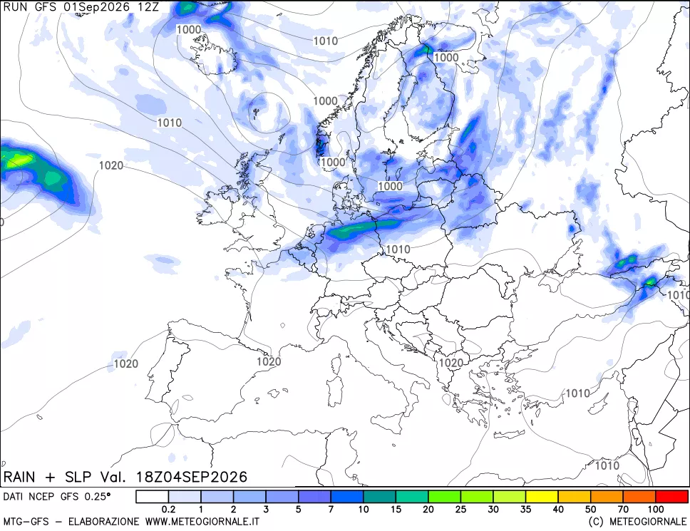 mappa Precipitazioni e pressione SLM