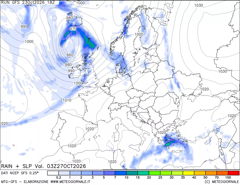 mappa Precipitazioni e pressione SLM