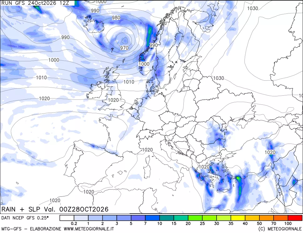 mappa Precipitazioni e pressione SLM