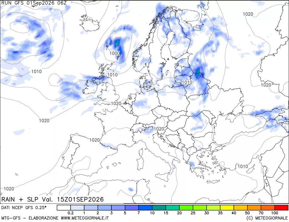 mappa Precipitazioni e pressione SLM