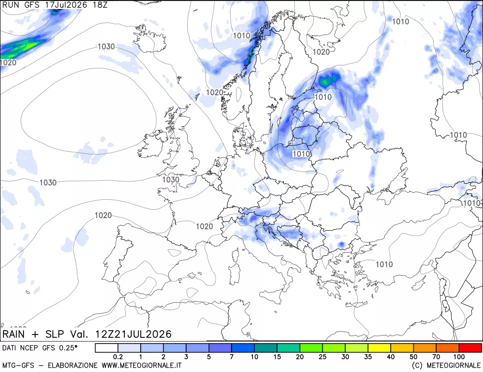 mappa Precipitazioni e pressione SLM