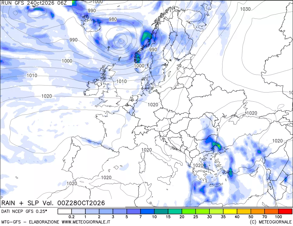 mappa Precipitazioni e pressione SLM