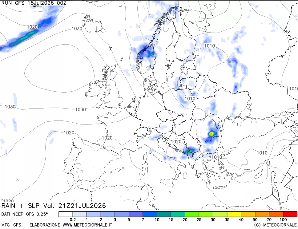 mappa Precipitazioni e pressione SLM