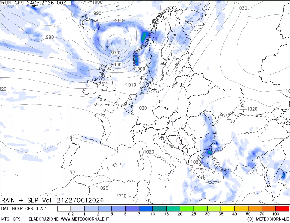 mappa Precipitazioni e pressione SLM