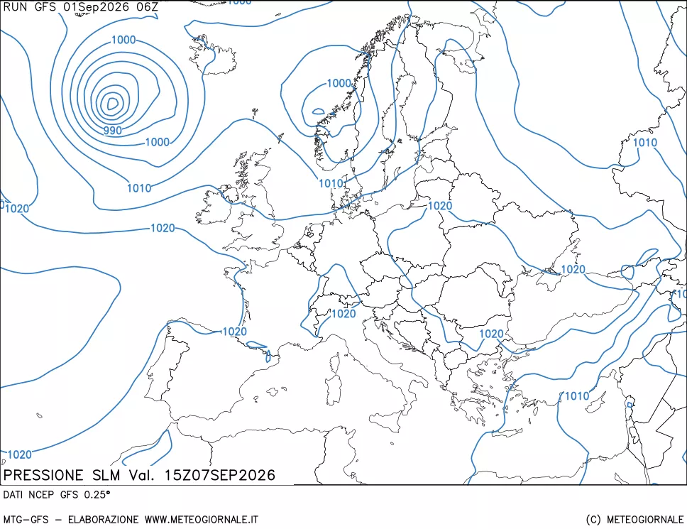mappa Pressione sul livello del mare