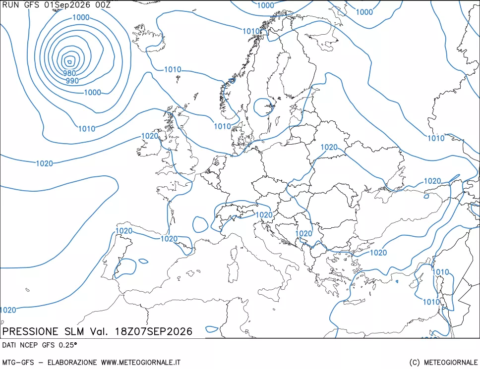 mappa Pressione sul livello del mare
