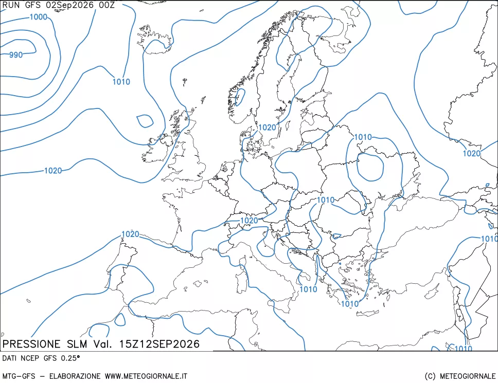 mappa Pressione sul livello del mare