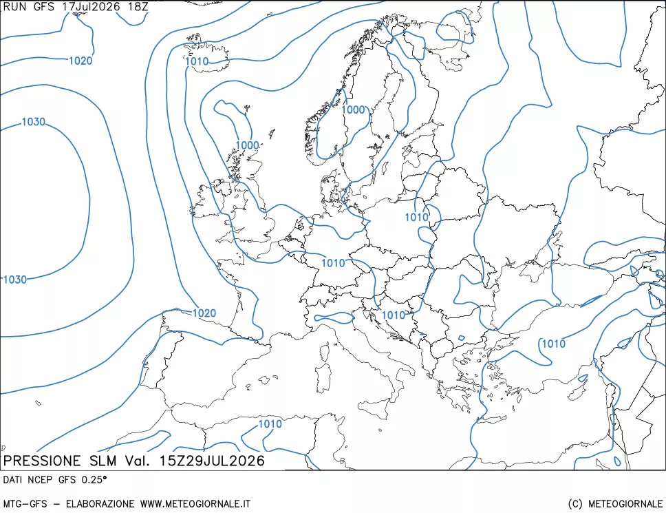 mappa Pressione sul livello del mare