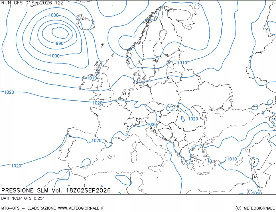 mappa Pressione sul livello del mare