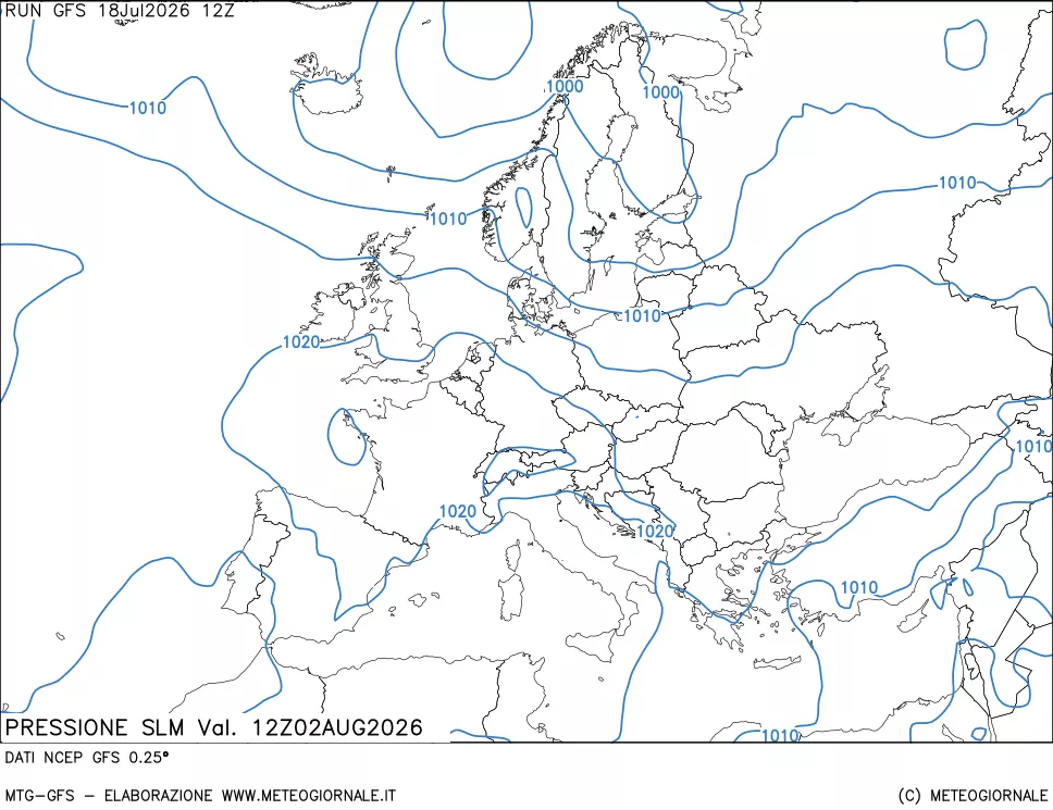 mappa Pressione sul livello del mare