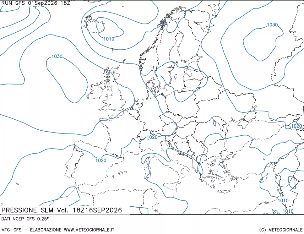 mappa Pressione sul livello del mare