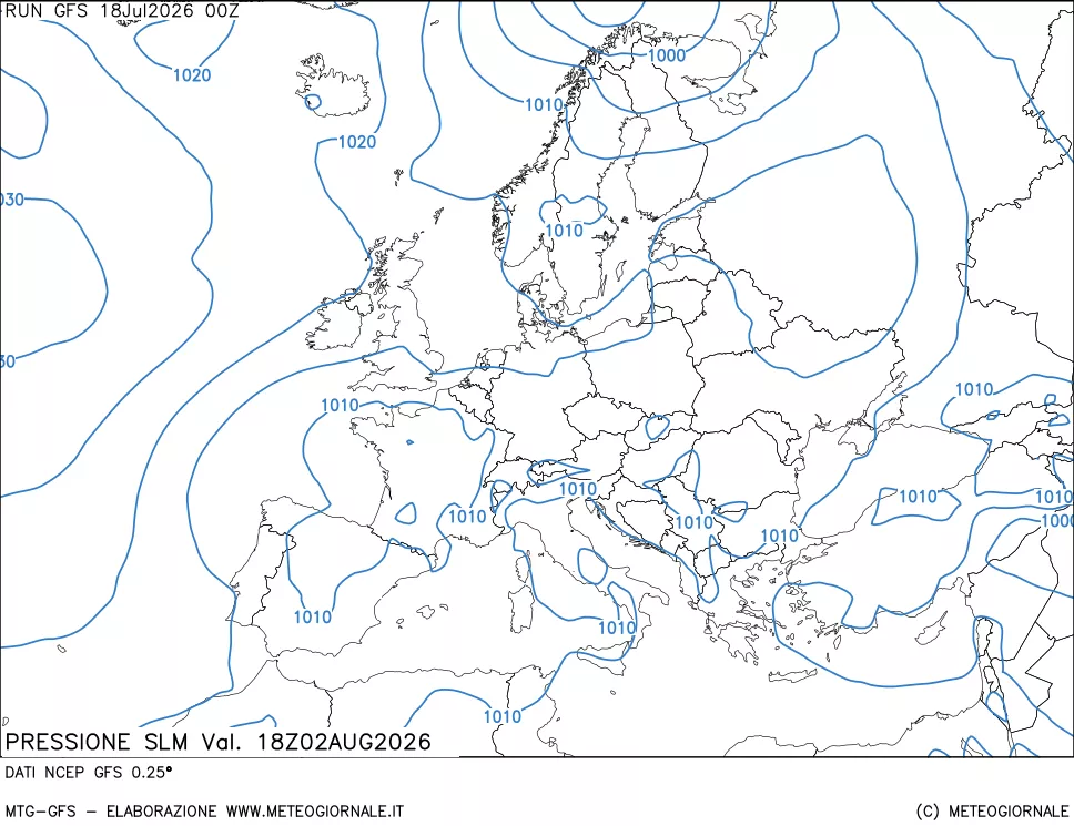 mappa Pressione sul livello del mare