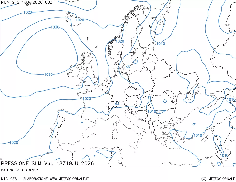 mappa Pressione sul livello del mare