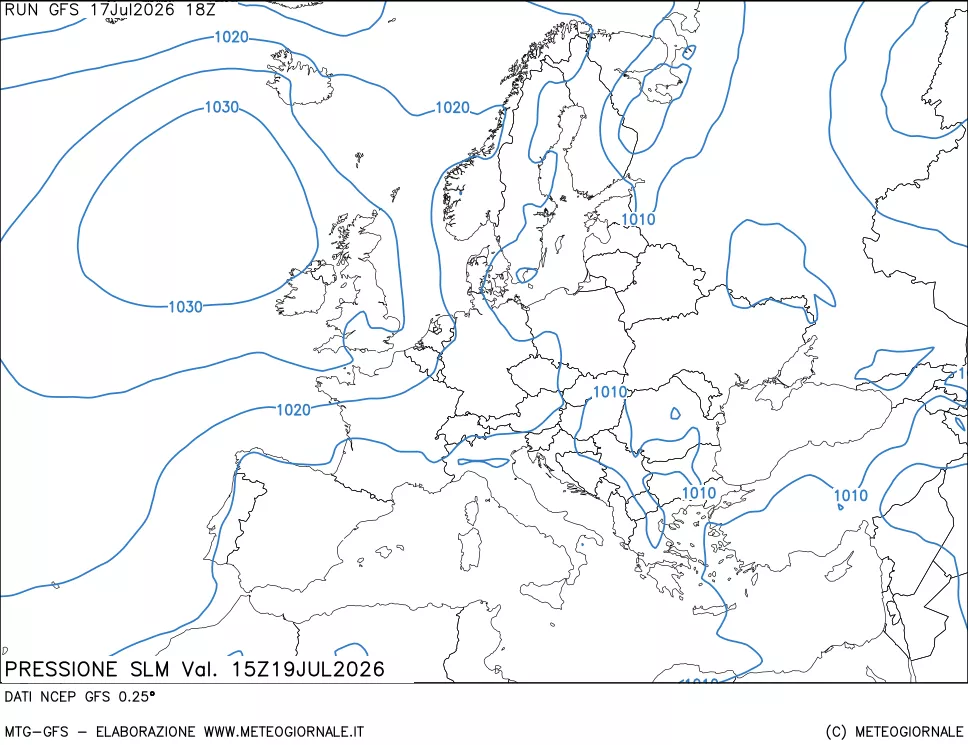 mappa Pressione sul livello del mare