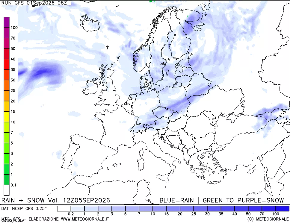 mappa Precipitazioni totali e nevose