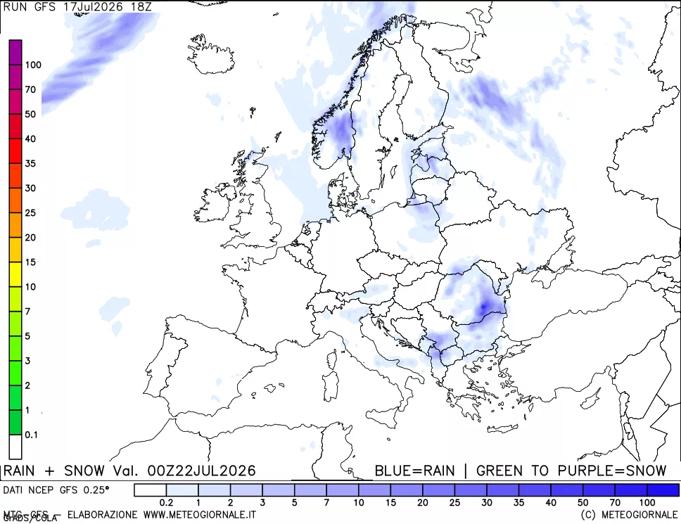 mappa Precipitazioni totali e nevose