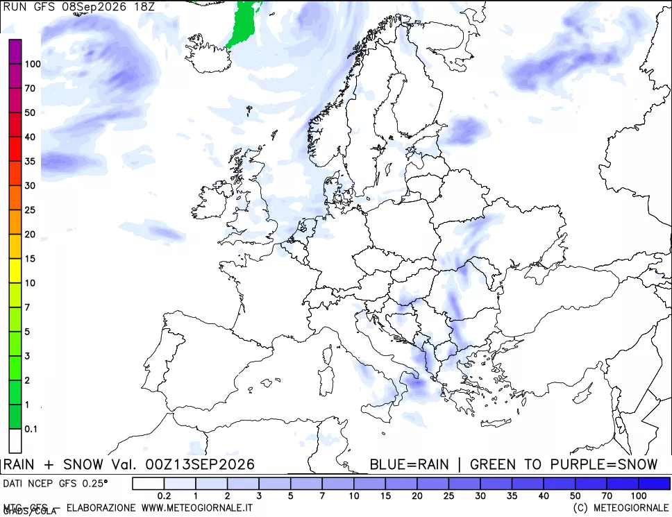 mappa Precipitazioni totali e nevose