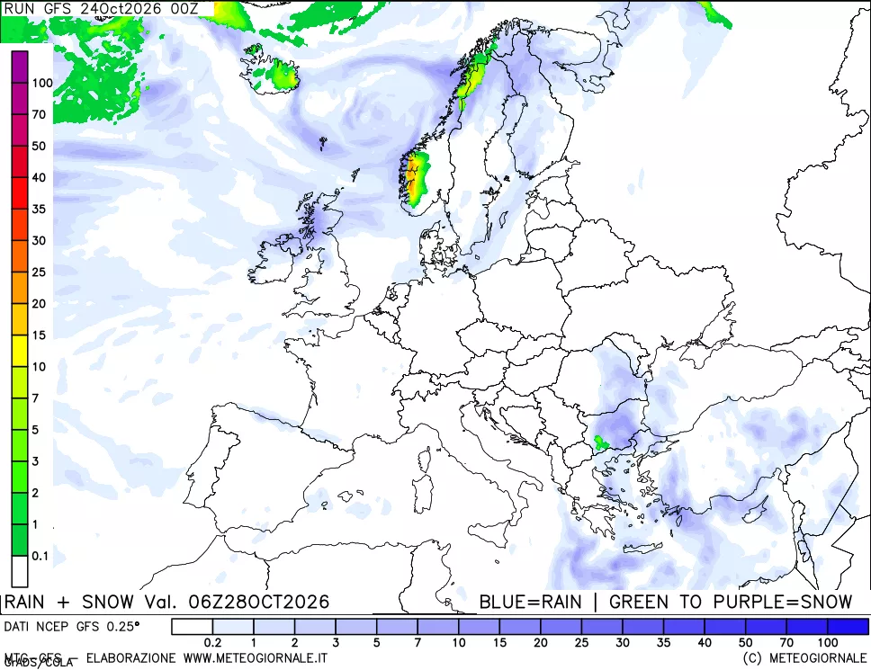 mappa Precipitazioni totali e nevose
