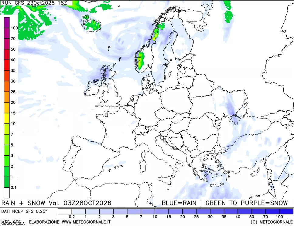 mappa Precipitazioni totali e nevose