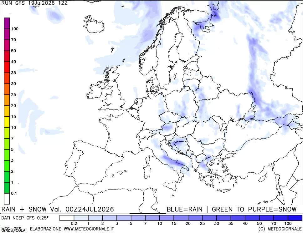 mappa Precipitazioni totali e nevose