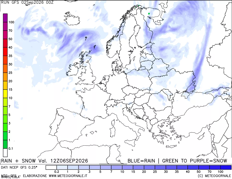 mappa Precipitazioni totali e nevose