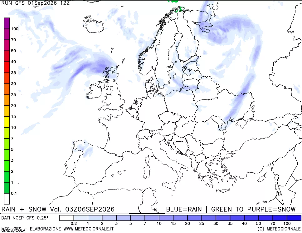 mappa Precipitazioni totali e nevose