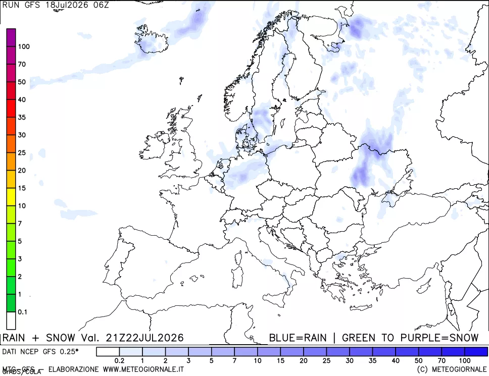 mappa Precipitazioni totali e nevose