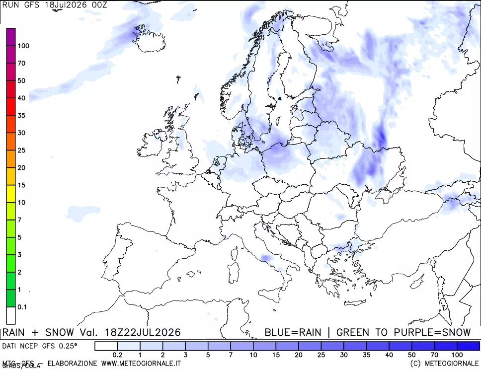 mappa Precipitazioni totali e nevose