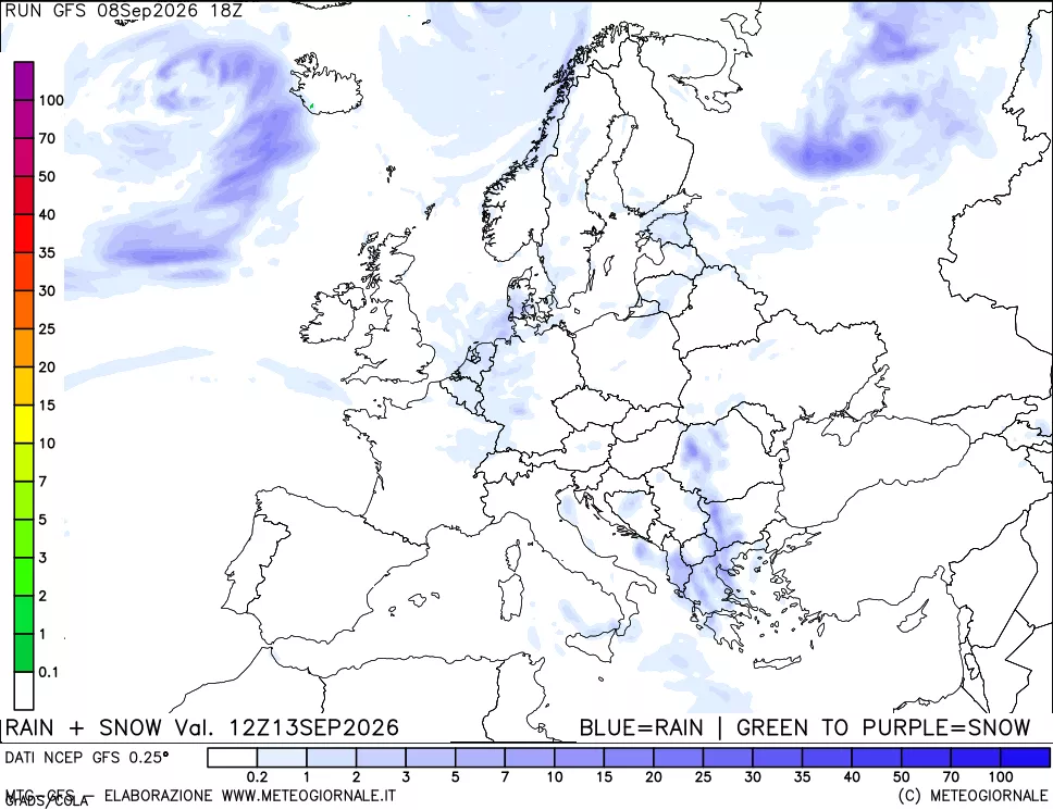 mappa Precipitazioni totali e nevose