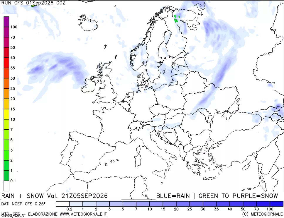 mappa Precipitazioni totali e nevose