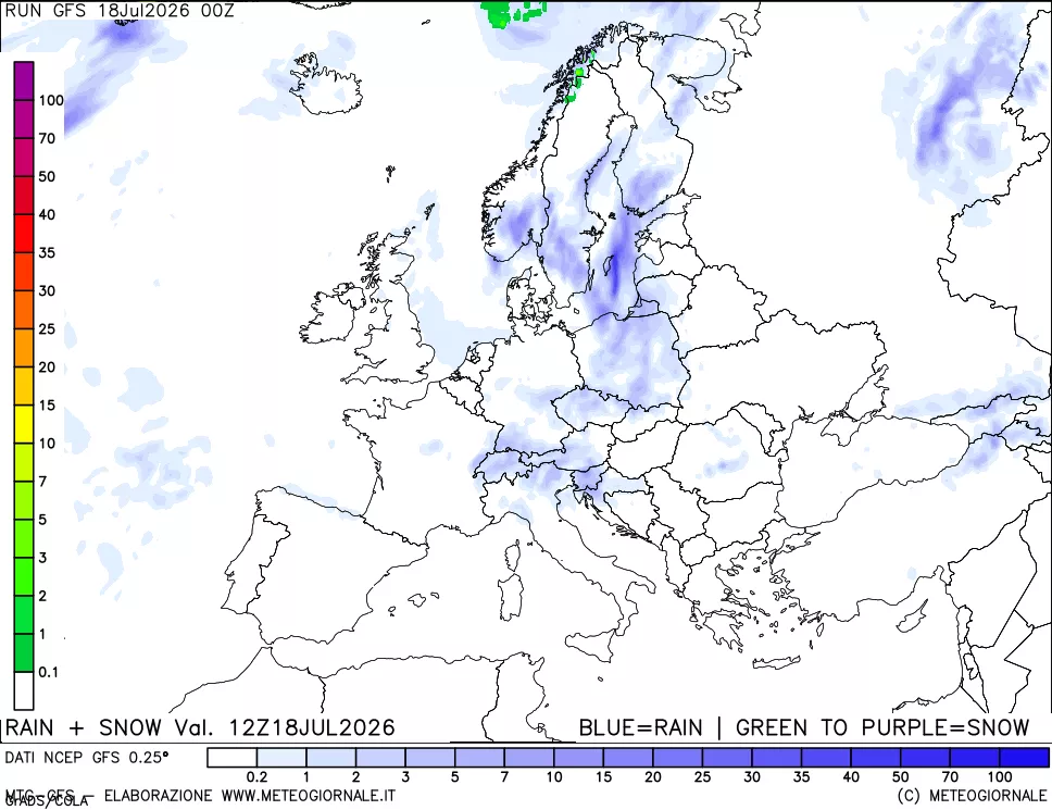 mappa Precipitazioni totali e nevose