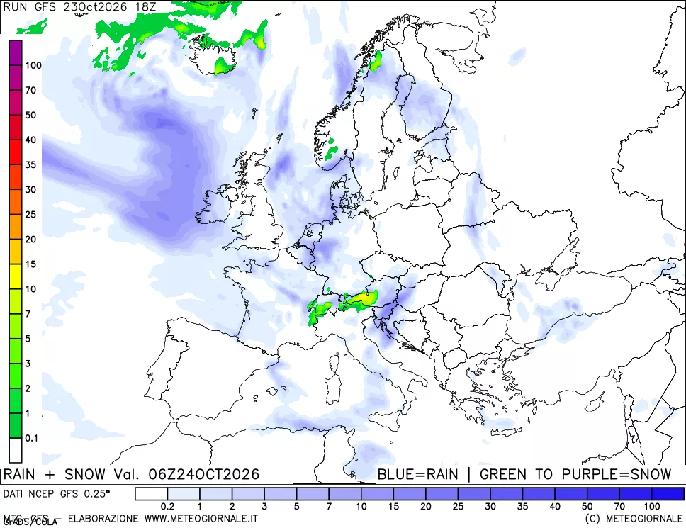 mappa Precipitazioni totali e nevose