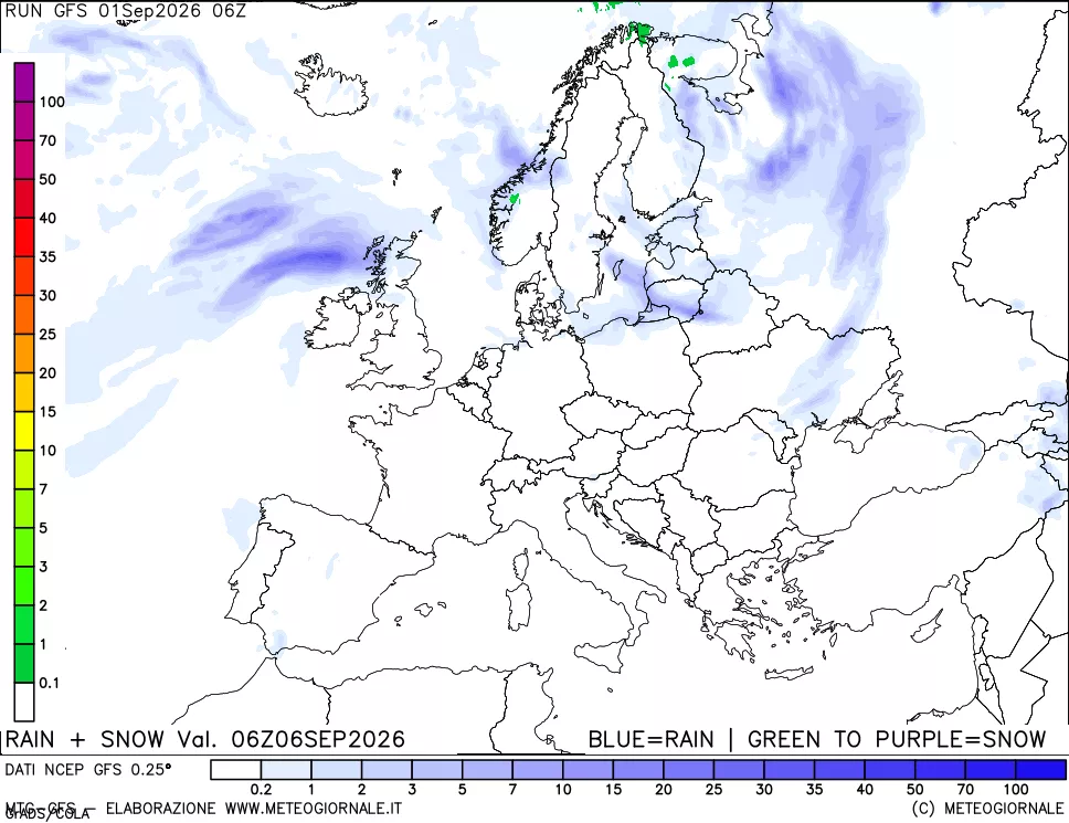 mappa Precipitazioni totali e nevose