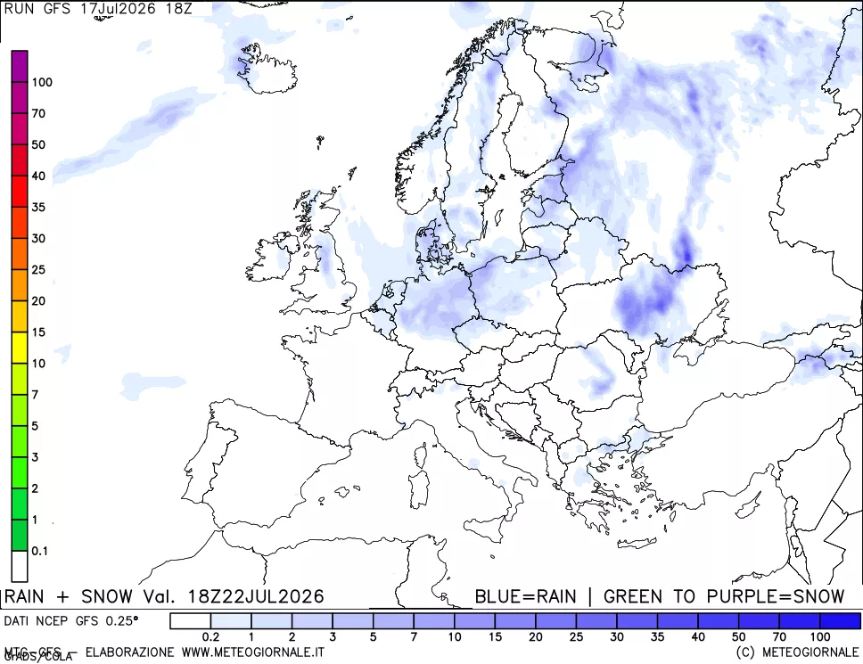 mappa Precipitazioni totali e nevose
