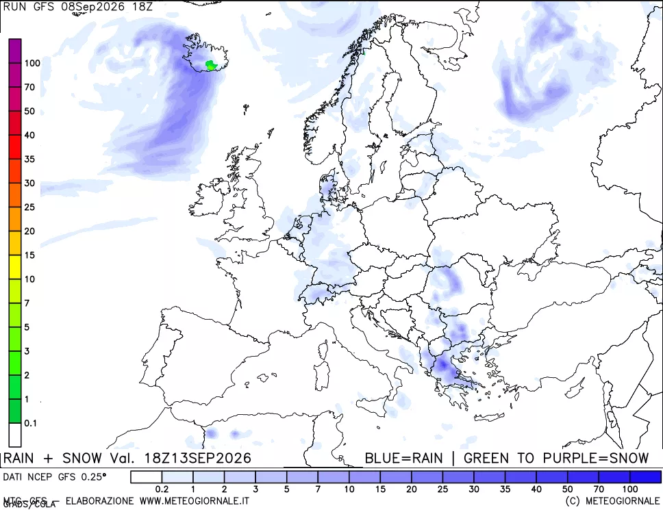 mappa Precipitazioni totali e nevose