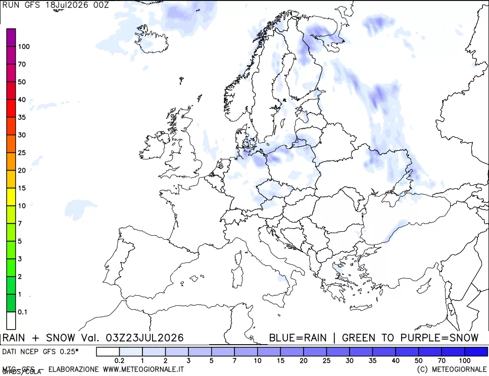mappa Precipitazioni totali e nevose