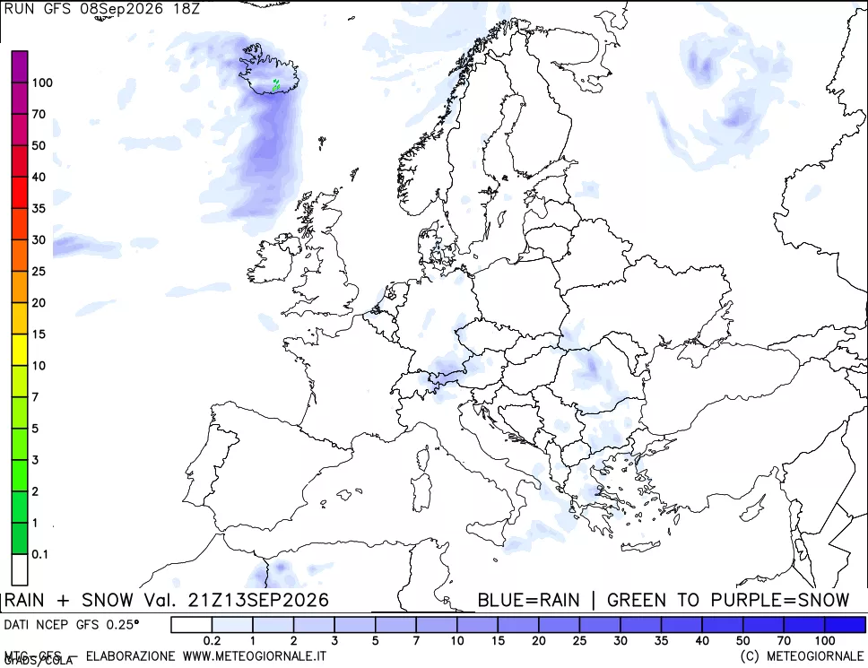 mappa Precipitazioni totali e nevose