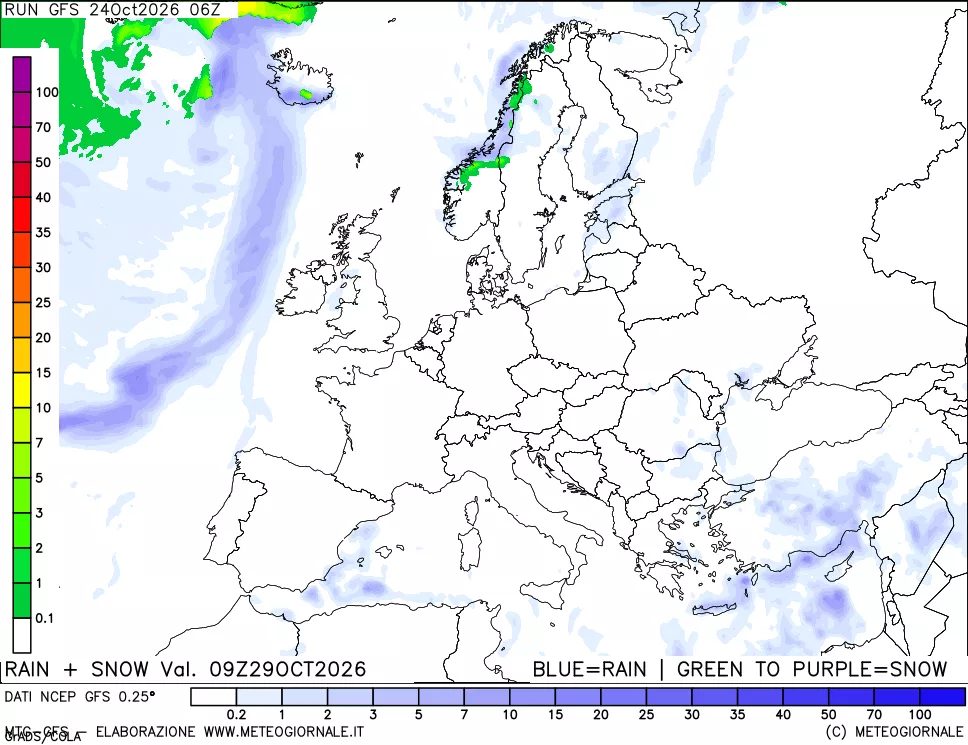 mappa Precipitazioni totali e nevose