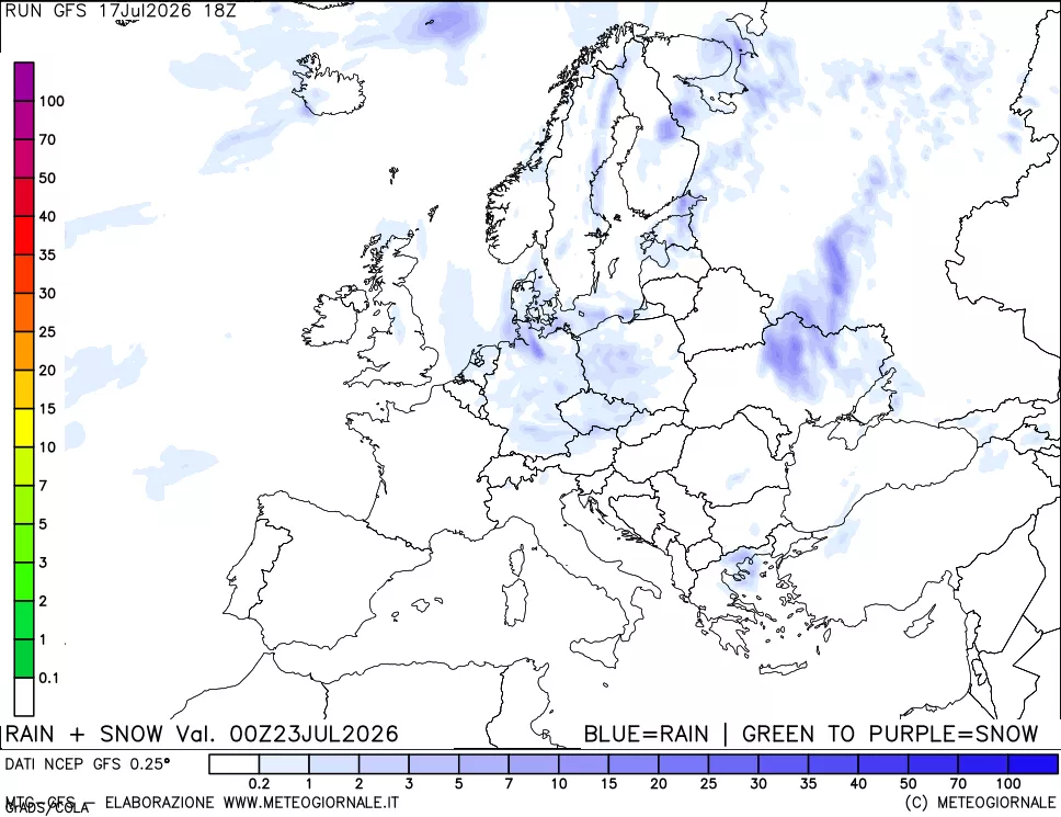 mappa Precipitazioni totali e nevose