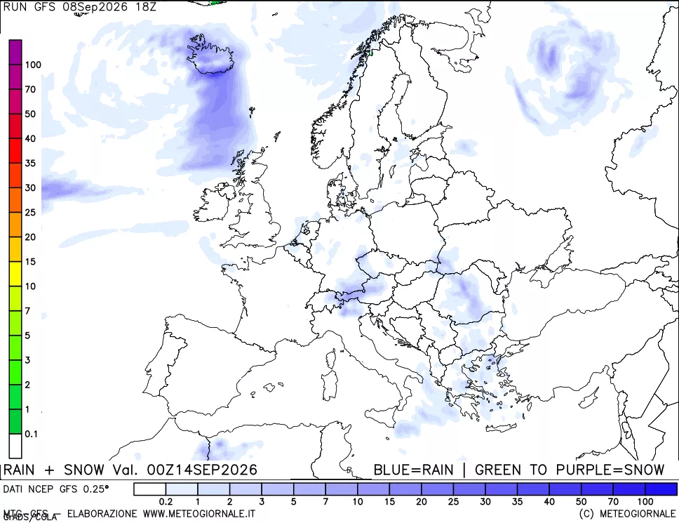 mappa Precipitazioni totali e nevose