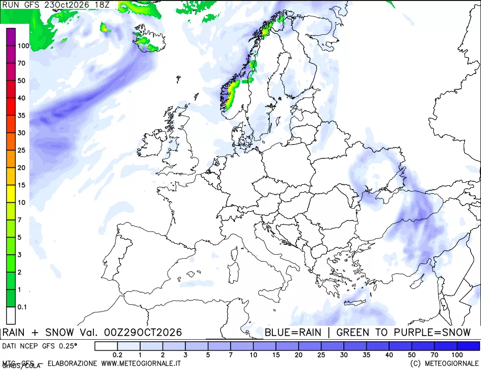 mappa Precipitazioni totali e nevose