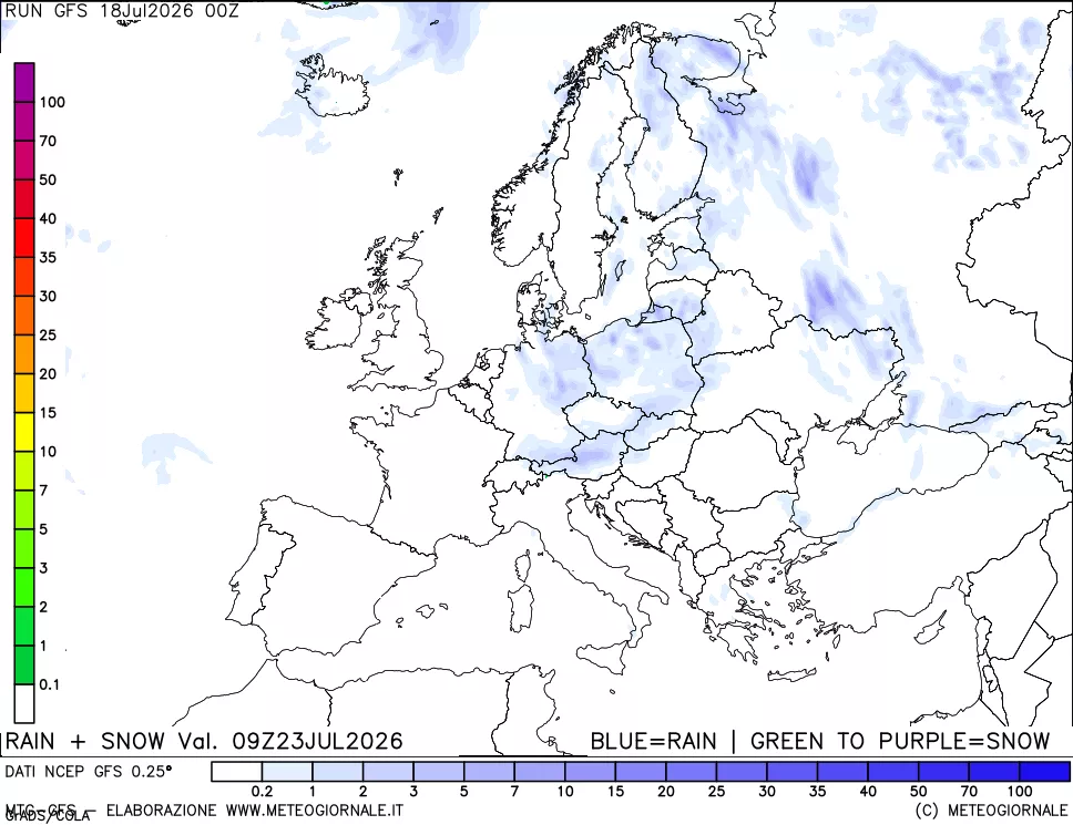 mappa Precipitazioni totali e nevose